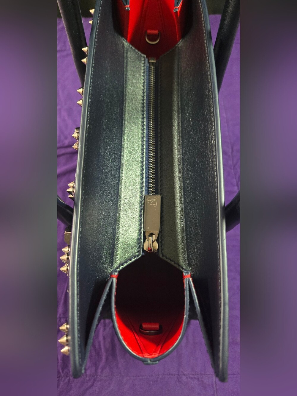 NWOT Rare Christian Louboutin Paloma Iridescent Blue Medium Perle Leather Tote - Picture 4 of 16